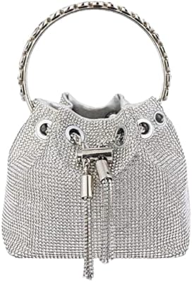 Sac de soirée pour femme exdo® avec strass, cristaux et argent brillant