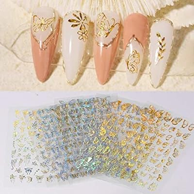 Lingeiher 8 feuilles d'autocollants pour nail art, différentes couleurs d'autocollants pour ongles laser