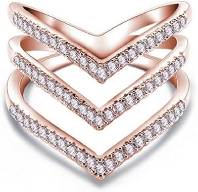 Hukqbunx bague multicouche en or rose 18 carats brillant à trois couches
