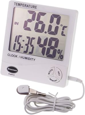 Thermomètre numérique extérieur intérieur brannan, horloge de température et moniteur d'humidité avec grand