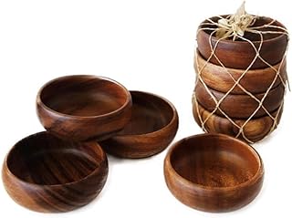 Bols en bois d'acacia sculpté faits à la main - ensemble de 4