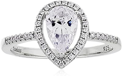 Bague solitaire en pierre de poire scintillante bakeley london pour femme, argent, métal