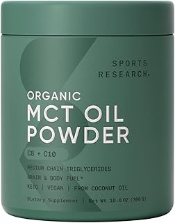 Poudre d'huile mct sports research avec fibres prébiotiques, sans saveur, 8,73 oz