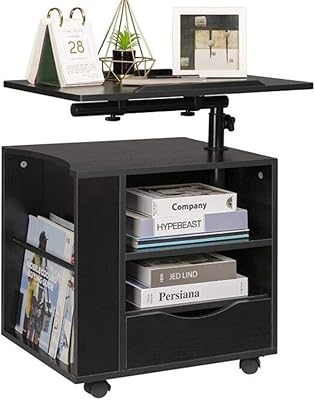 Table rotative en bois kh avec tiroirs, bureau pivotant pour ordinateur portable (noir)