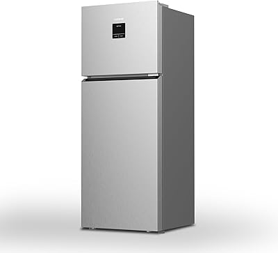 Réfrigérateur à double porte chromé, capacité de 600 litres, affichage led, congélateur automatique