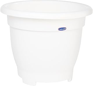 Pot de fleur rond cosmoplast de 20 pouces avec plateau, blanc, iffp20049wh