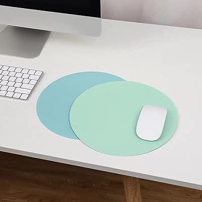 Tapis de souris rond double face en cuir pu imperméable, facile à nettoyer
