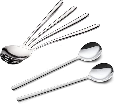 Cuillères coréennes en acier inoxydable, cuillères à soupe 17 cm, cuillères coréennes à