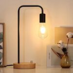 Lampe de bureau edison, lampe de table industrielle, lampe en bois pour table
