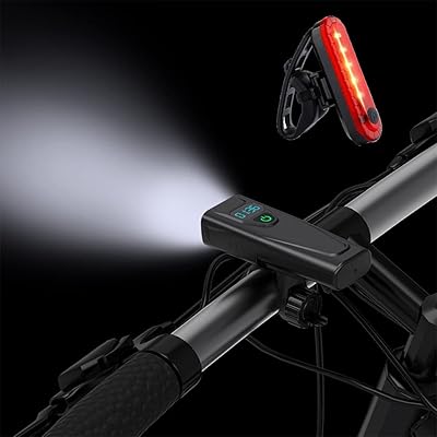 Ensemble d'éclairage de vélo rechargeable usb, 5 200 mah, 2 400 lumens, éclairage