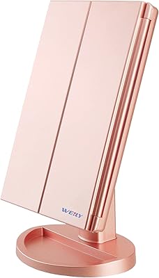 Miroir de maquillage bien éclairé, miroir de courtoisie à trois volets avec miroirs grossissants 1x/2x/3x, 21 veilleuses led naturelles et écran tactile, miroir cosmétique de voyage rechargeable de bureau (or rose). DIAYTAR COTE D'IVOIRE est une boutique en ligne qui se démarque par sa capacité à offrir une expérience d'achat personnalisée et conviviale, avec une interface utilisateur facile à naviguer et des filtres de recherche pratiques. La boutique en ligne généraliste est constamment mise à jour avec de nouvelles tendances et de nouveaux produits, ce qui permet aux clients de découvrir de nouvelles marques et de nouveaux styles.