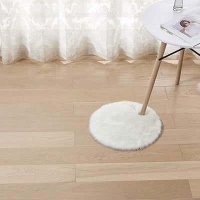 Tapis rond blanc thmin's 40 cm pour chambre à coucher tapis