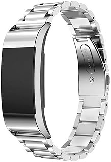 Bracelet skido metal en acier inoxydable compatible avec fitbit charge 2, bracelet