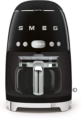 Cafetière filtre smeg 10 tasses, avec mode de démarrage automatique, filtre réutilisable, affichage