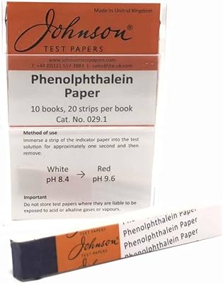 Papier phénolphtaléine johnson, 029.1, ph 8,4 à 9,6, 200 bandes/paquet