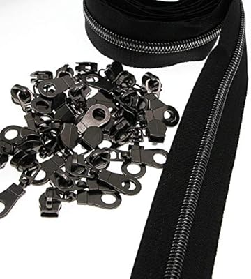 The yards no. 5 fermetures éclair en nylon ruban métallique en nickel noir