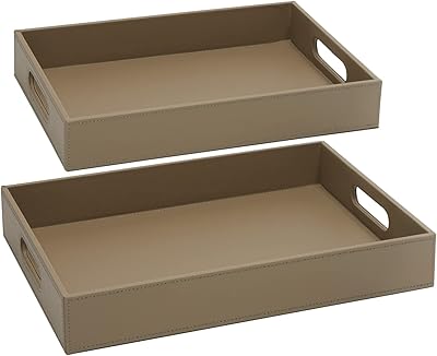 Ensemble de 2 plateaux de service en bois imbriqués avec simili cuir cousu et 2 poignées, plateau de service de petit-déjeuner antidérapant en 2 tailles (13,8" x 9,9" x 2,3" et 15,8" x 12" x 2,5", foncé gris). DIAYTAR COTE D'IVOIRE est la destination idéale pour les acheteurs ivoiriens qui recherchent des produits de qualité à des prix compétitifs. Avec une sélection énorme de produits, les clients peuvent trouver facilement ce qu'ils cherchent. La boutique en ligne est conviviale et facile à naviguer.