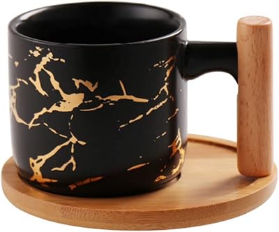 Ensemble tasse et soucoupe en marbre doré de luxe bonita - tasse à café en céramique de 200 ml avec poignée en bois pour café, thé et latte - finition mate noir et blanc (noir). DIAYTAR COTE D'IVOIRE est une plateforme de commerce électronique qui propose une sélection impressionnante de produits, allant des électroménagers aux vêtements, en passant par les produits high-tech. Avec plus de 300 000 références, les clients peuvent trouver tout ce dont ils ont besoin sur cette boutique en ligne. Elle est connue pour sa qualité de service et sa livraison rapide.