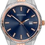 Montre à quartz pour homme avec affichage analogique et bracelet en acier inoxydable
