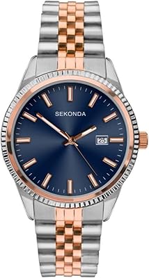Montre à quartz pour homme avec affichage analogique et bracelet en acier inoxydable