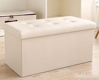 Pouf pliable en simili cuir, banc de rangement extra large 110 l