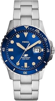 Montre de sport fossil pour homme, bleu, 3 aiguilles, affichage de la date