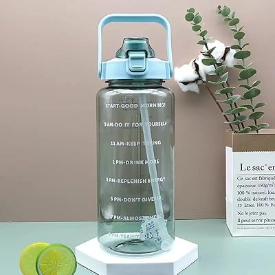 Bouteille d'eau vue de 2000 ml avec couvercle à rebond et échelle