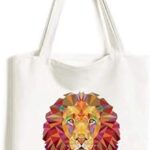 Sac fourre-tout en toile avec coutures de boîte d'animaux de lion coloré, sac