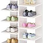 Étagère à chaussures en bois à 7 couches avec design vertical (blanc)