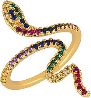Bague en or réglable en forme de serpent incrustée de zircones cubiques scintillantes