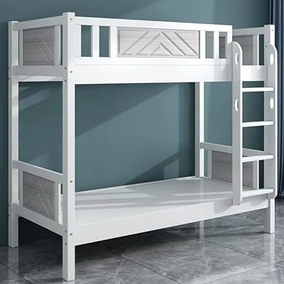 Lit superposé en bois robuste avec échelle pour enfants, meubles de chambre