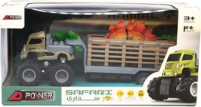 Camion remorque safari d-power avec dinosaure | camion 4x4 pour enfants avec animal