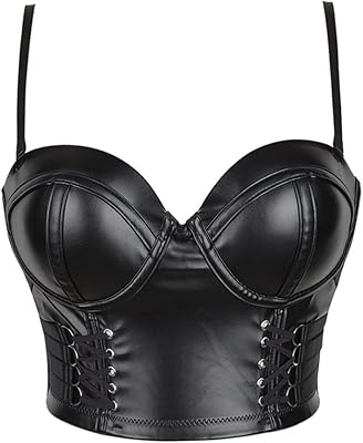 Corset bustier femme - corset steampunk noir avec coupe haut court débardeur