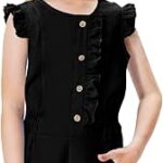 Combinaison d'été courte à volants pour fille avec boutons et poches