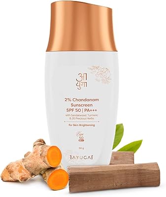 Crème solaire ayuga 2% chandanam spf 50/pa+++ avec bois de santal, curcuma