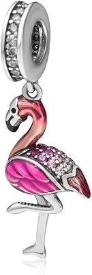 Bracelet à breloques flamant rose en argent sterling 925, argent sterling