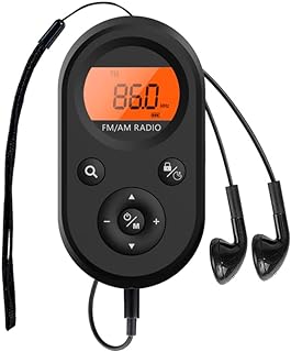 Mini radio radio stéréo am/fm à piles avec rétroéclairage lcd, écouteurs pour la maison,
