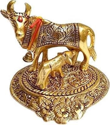 Statue de vache kamdhenu bizz kamdhenu avec veau pour décoration de maison