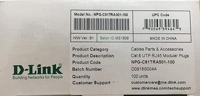Connecteur de câble rj45 d-link cat 6 - paquet de 100