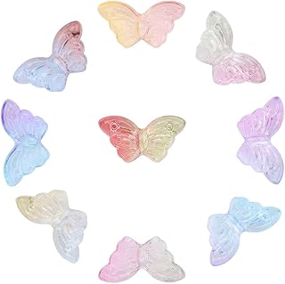 200 pièces de perles en forme de papillon, perles de verre papillon