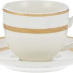 Ensemble de tasses et soucoupes shalo de bon china, blanc/or, 220 cc, ts-200-lin-a