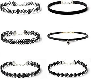 Making take lot de 6 colliers ras du cou en velours noir, collier