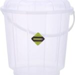 Seau transparent royalford avec couvercle, seau en plastique de 5 litres rf10689, poignée