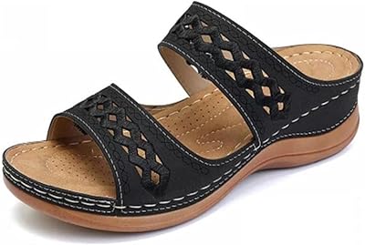 Sandales orthopédiques à bout ouvert pour femmes, chaussures d'été classiques à talons bas