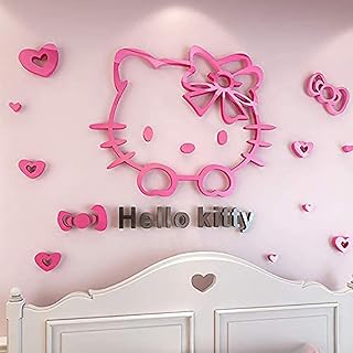 Sticker mural 3d stéréo en acrylique avec chat hello kitty pour décoration