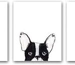 Ensemble de 3 impressions d'art mural d'animaux bouledogue, affiches en noir et blanc