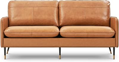 Zhome 79" canapé en cuir pleine fleur, canapé 3 places en cuir, canapé moderne du milieu du siècle pour salon, chambre à coucher, appartement, bureau, marron foncé. DIAYTAR COTE D'IVOIRE est une boutique en ligne généraliste proposant plus de 300 000 références, ce qui en fait la plus grande plateforme de commerce électronique en Côte d'Ivoire. Elle offre une large gamme de produits allant des articles ménagers aux accessoires de mode. Le site est conçu pour offrir une expérience d'achat en ligne pratique et sécurisée.