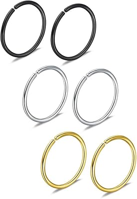 6 pièces 20g 8mm non percé en acier inoxydable clip sur fermeture