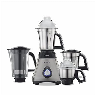 Mélangeur et broyeur preethi steel 750w supreme mg-208 (argent/noir)