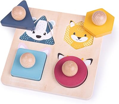 Bigjigs toys jeu de puzzle d'animaux des bois certifié fsc, ensemble de 4